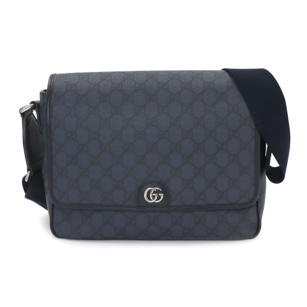 Gucci GG Supreme Shoulder Handbag, Leather, Navy, 761741 Messenger Bag